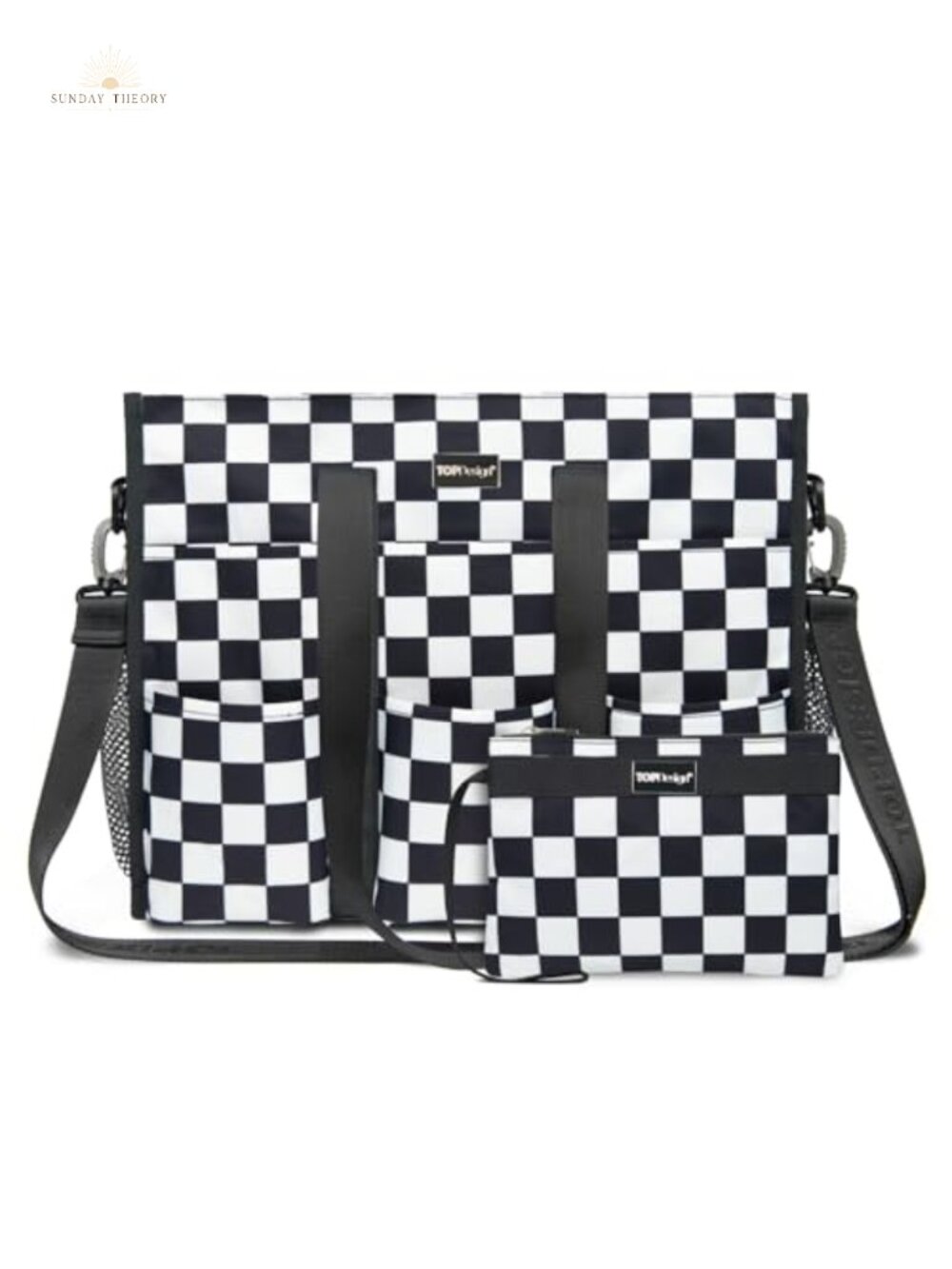 Water Resistant Tote Bag with 22 Pockets, Top Zipper Closure, for Working Women
